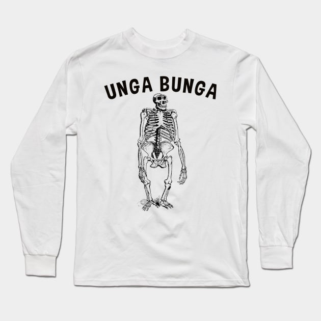 Unga bunga caveman neanderthal skeleton meme Long Sleeve T-Shirt by Captain-Jackson